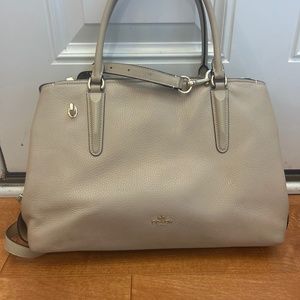 Tan Coach work tote with crossbody straps